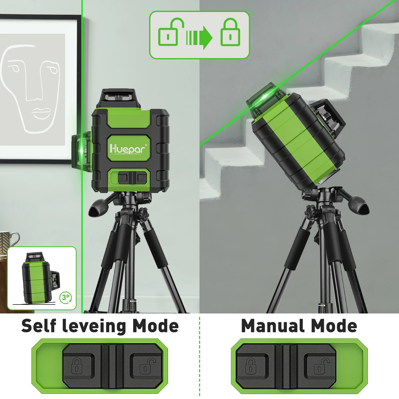 Huepar HM03CG Laser Level Gree - Industrial Laser Level recension och pris
